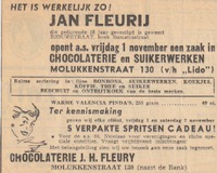 Opening chocolaterie Jan Fleurij vrijdag 1 november 1957.